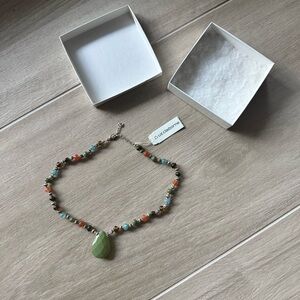 Liz Claiborne Colorful Beaded Necklace with Green Pendant
